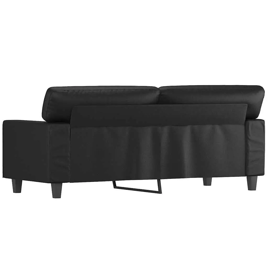 Black 2-Seater Sofa, 140cm, Metal Frame