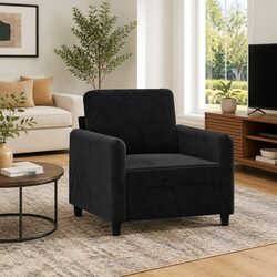 60cm Black Velvet Sofa Chair with Metal Frame
