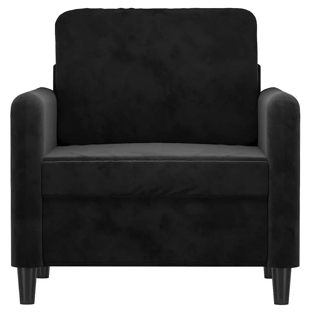 Sofa Chair Living Room 60cm Black Velvet Compact Armchair