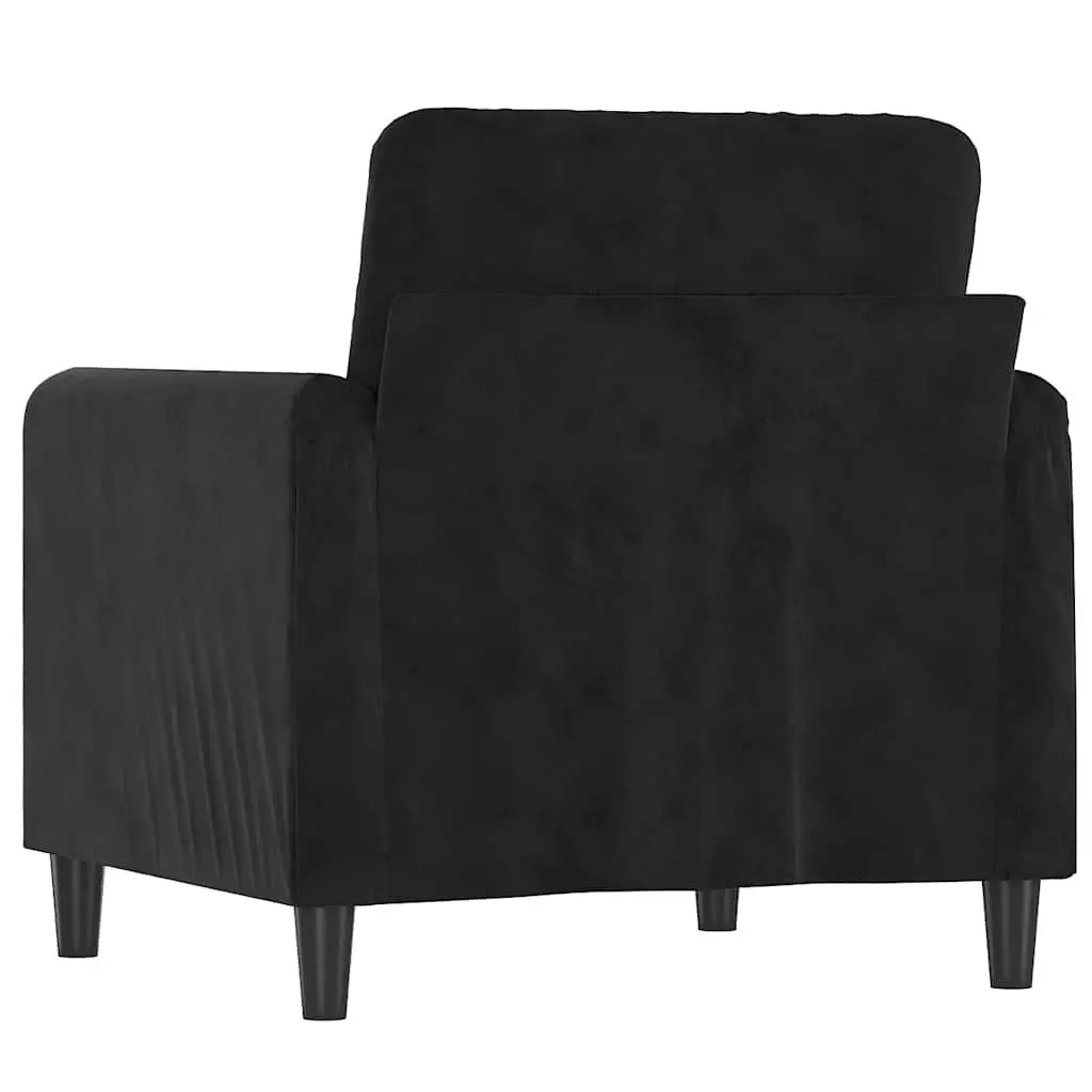 Sofa Chair Living Room 60cm Black Velvet Compact Armchair