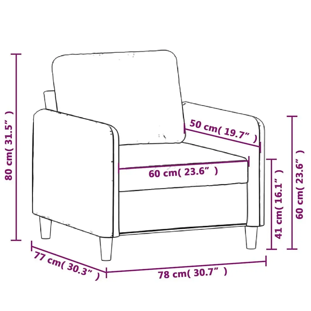 Sofa Chair Living Room 60cm Black Velvet Compact Armchair