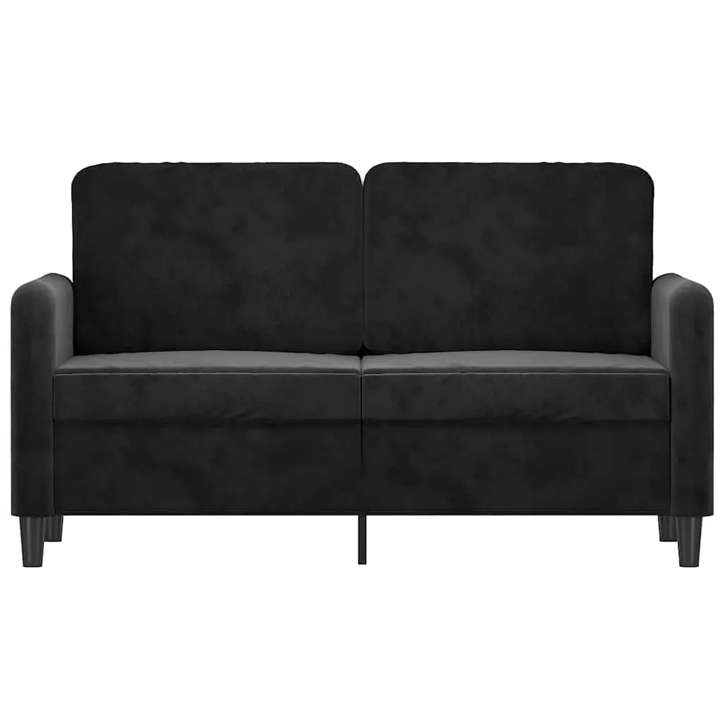 2-Seater Sofa Black 120cm Velvet Upholstered Living Room Couch Modern Design