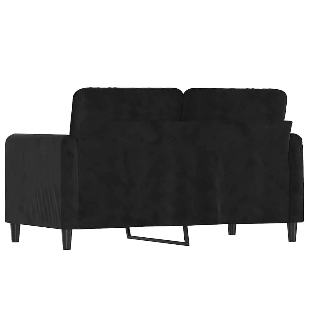 2-Seater Sofa Black 120cm Velvet Upholstered Living Room Couch Modern Design