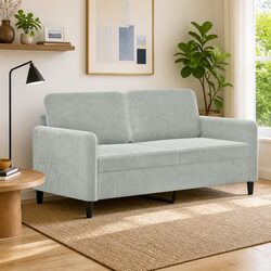 140cm Light Grey 2-Seater Sofa with Velvet Upholstery