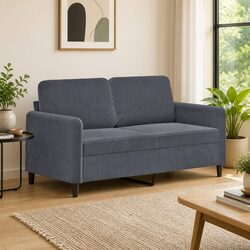 Factual Grey 2-Seater Sofa: 140cm Velvet Upholstered