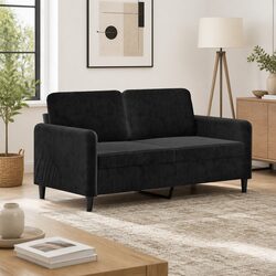 2-Seater Black Velvet Sofa - 140cm Metal Frame Dimensions