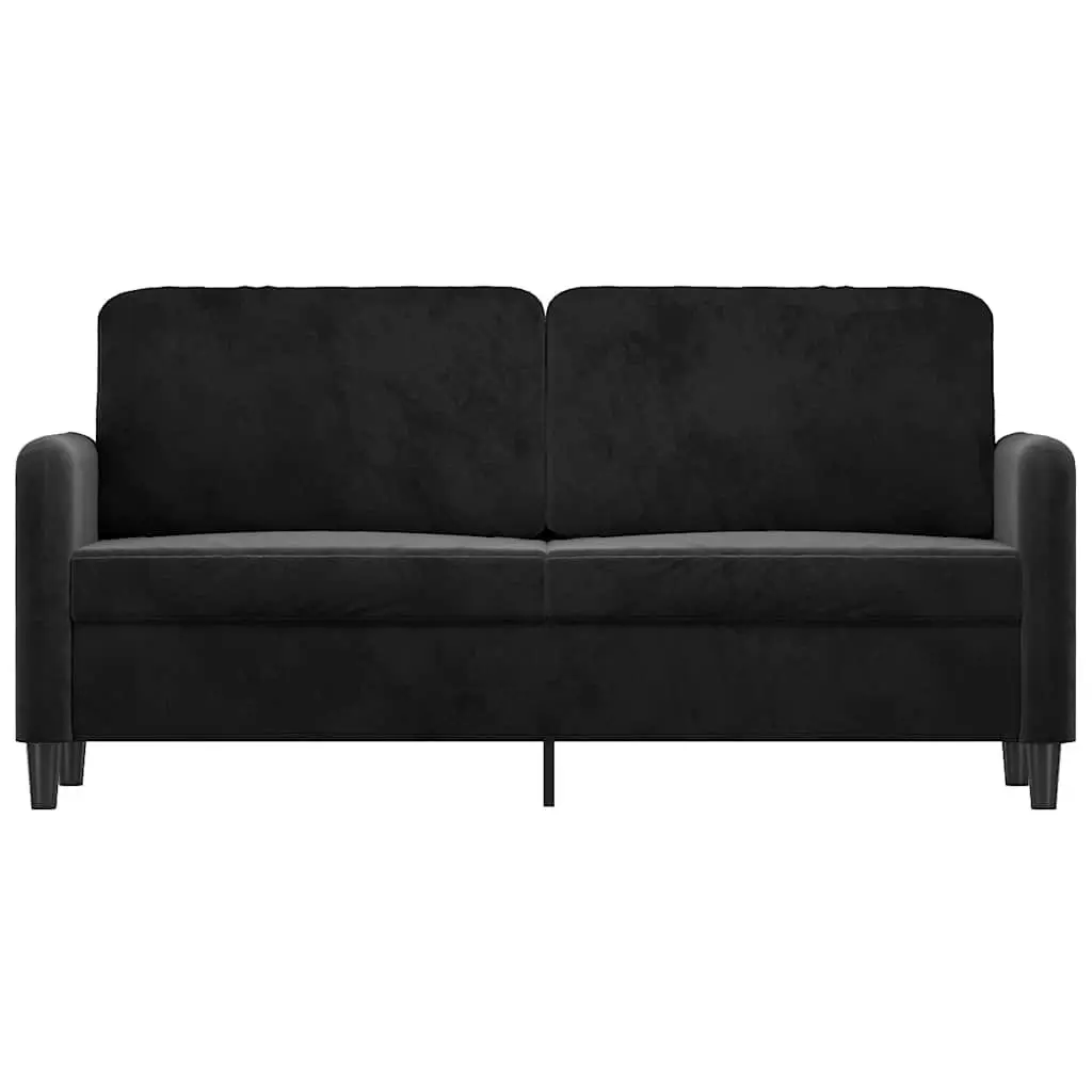 2-Seater Sofa Black 140cm Modern Lounge Couch Velvet Upholstered Living Room