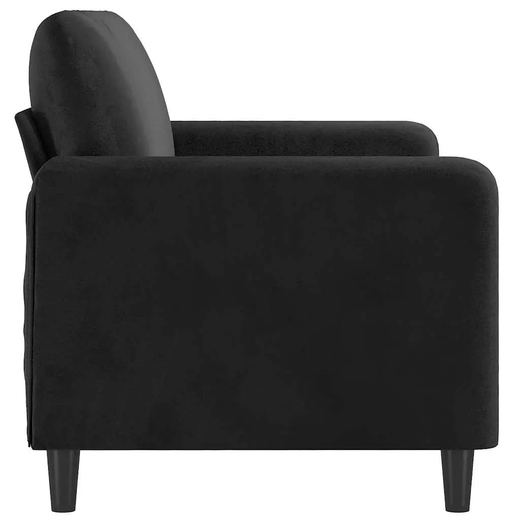 2-Seater Sofa Black 140cm Modern Lounge Couch Velvet Upholstered Living Room