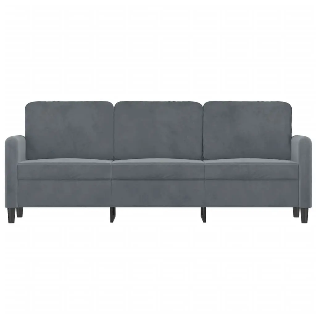 180cm Grey Velvet 3-Seater Sofa