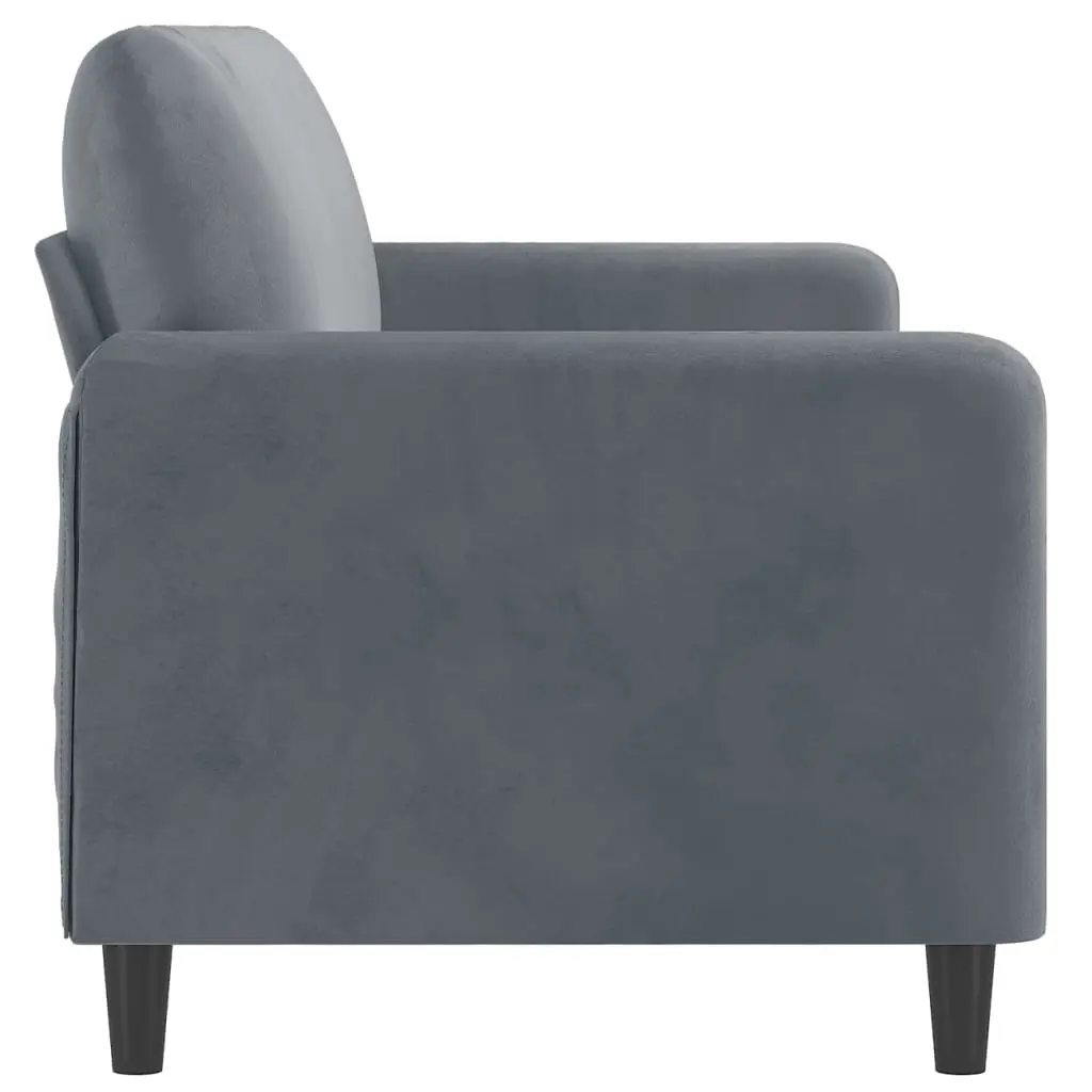 180cm Grey Velvet 3-Seater Sofa