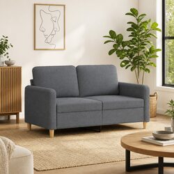 2-Seater Grey Sofa Dimensions: 120cm, Metal Frame