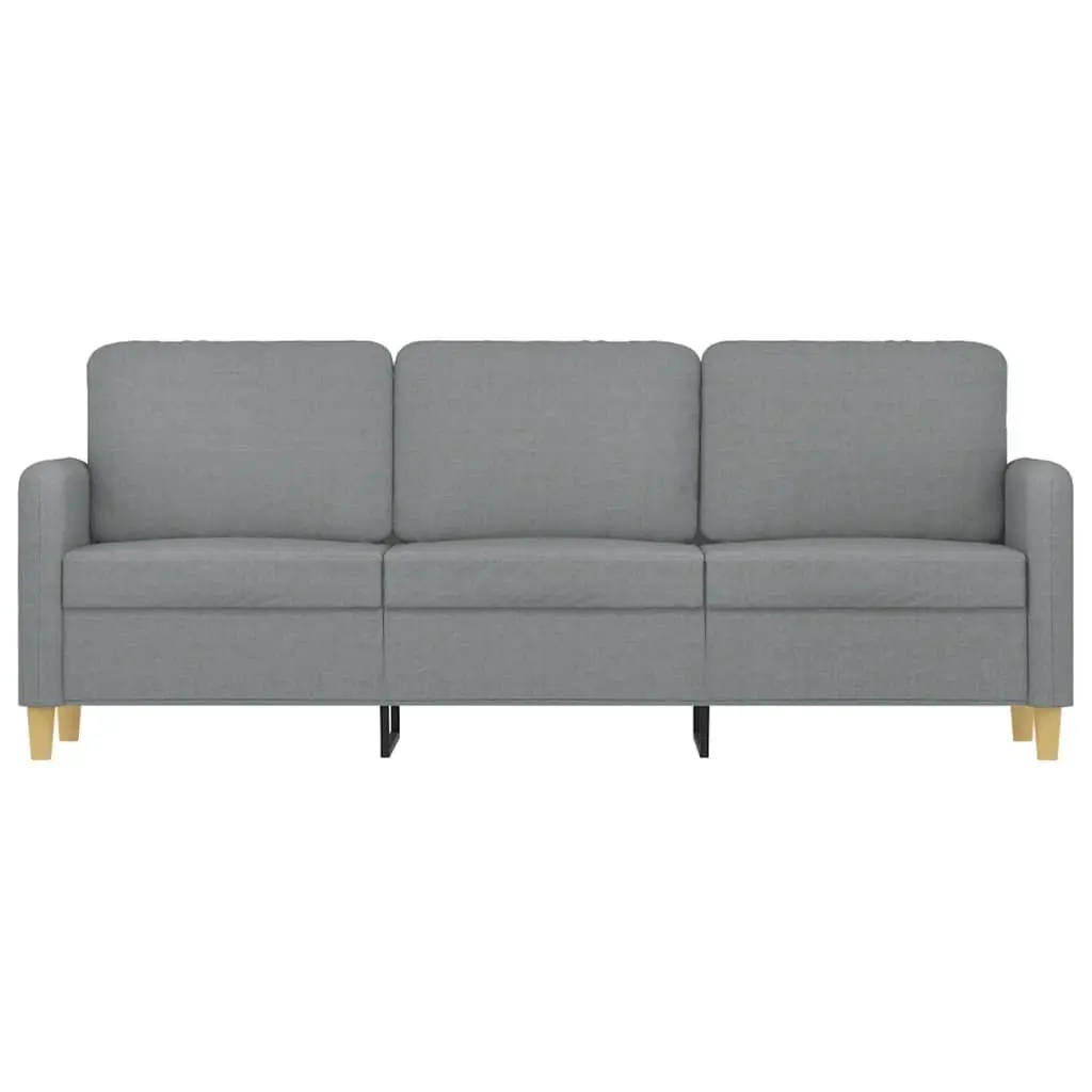 3-Seater Sofa Living Room Grey Fabric 180cm Upholstered Couch
