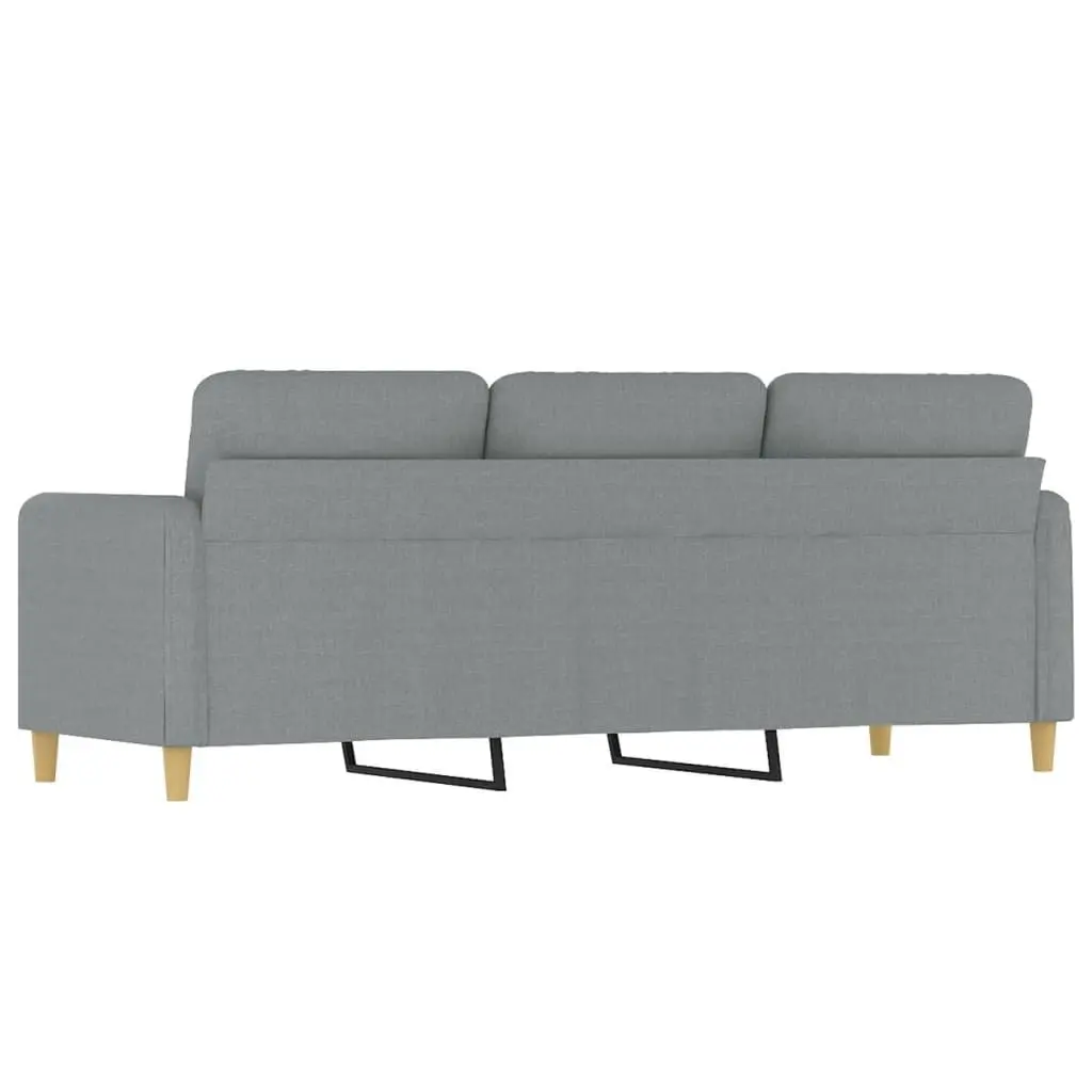 3-Seater Sofa Living Room Grey Fabric 180cm Upholstered Couch