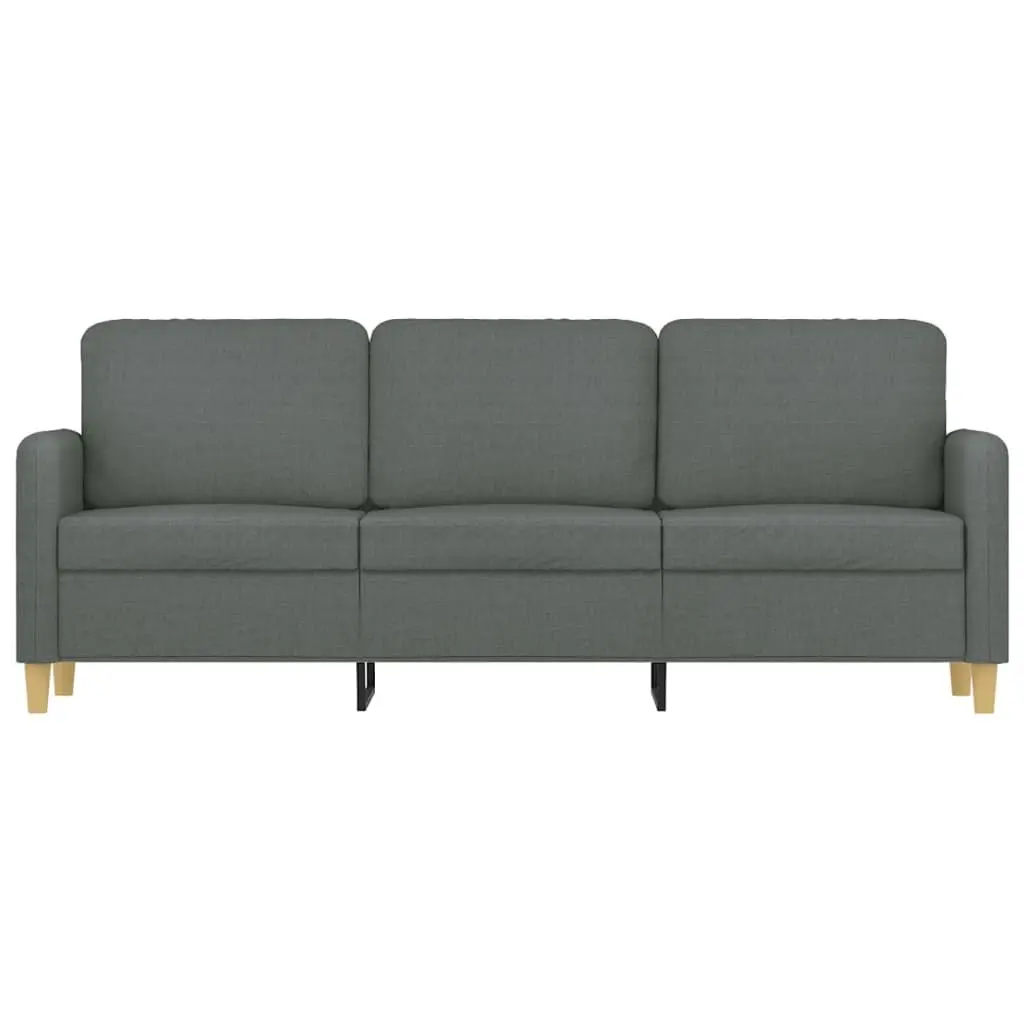 3-Seater Grey Fabric Sofa, 180cm