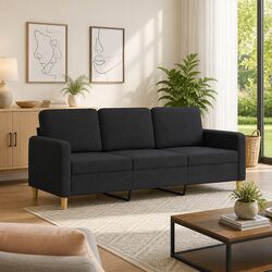 Specifications for 3-Seater Black Fabric Sofa - 180cm