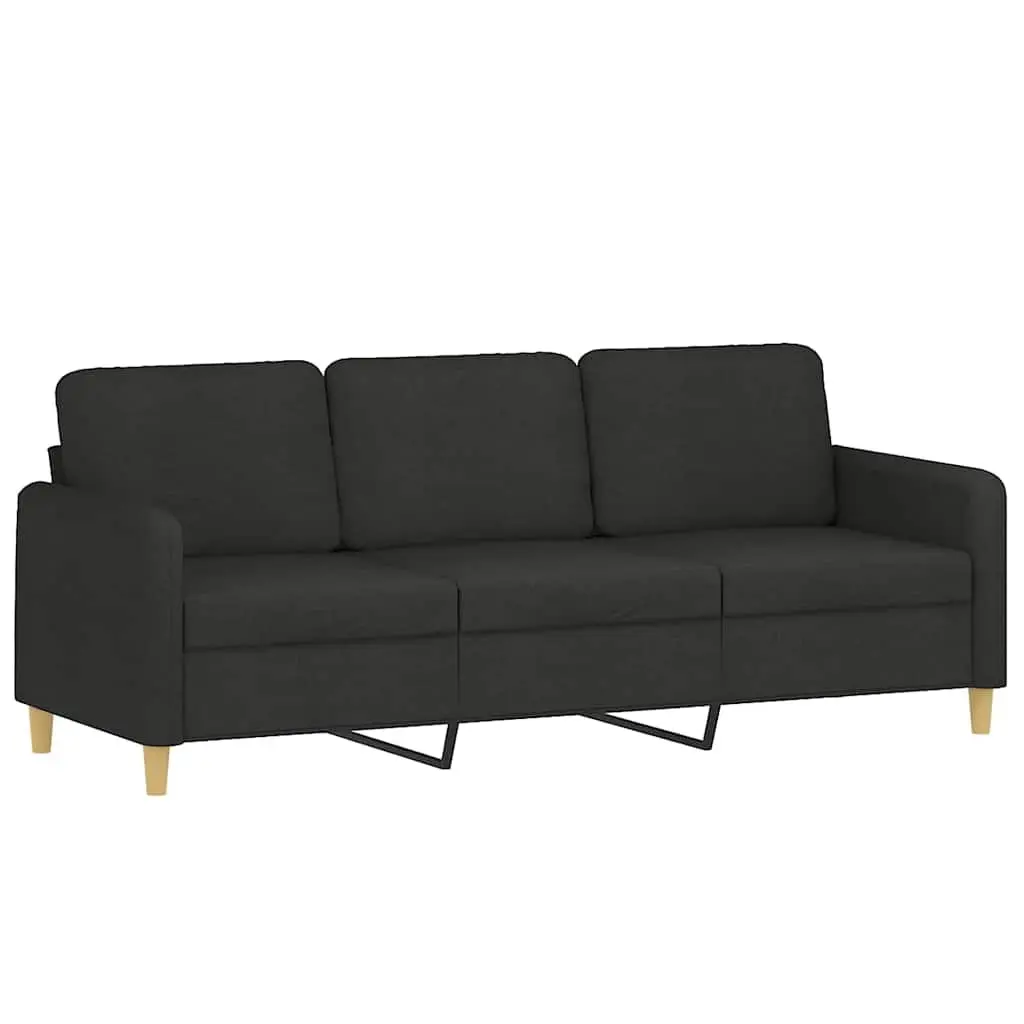 3-Seater Sofa Black Fabric Living Room Couch 180cm