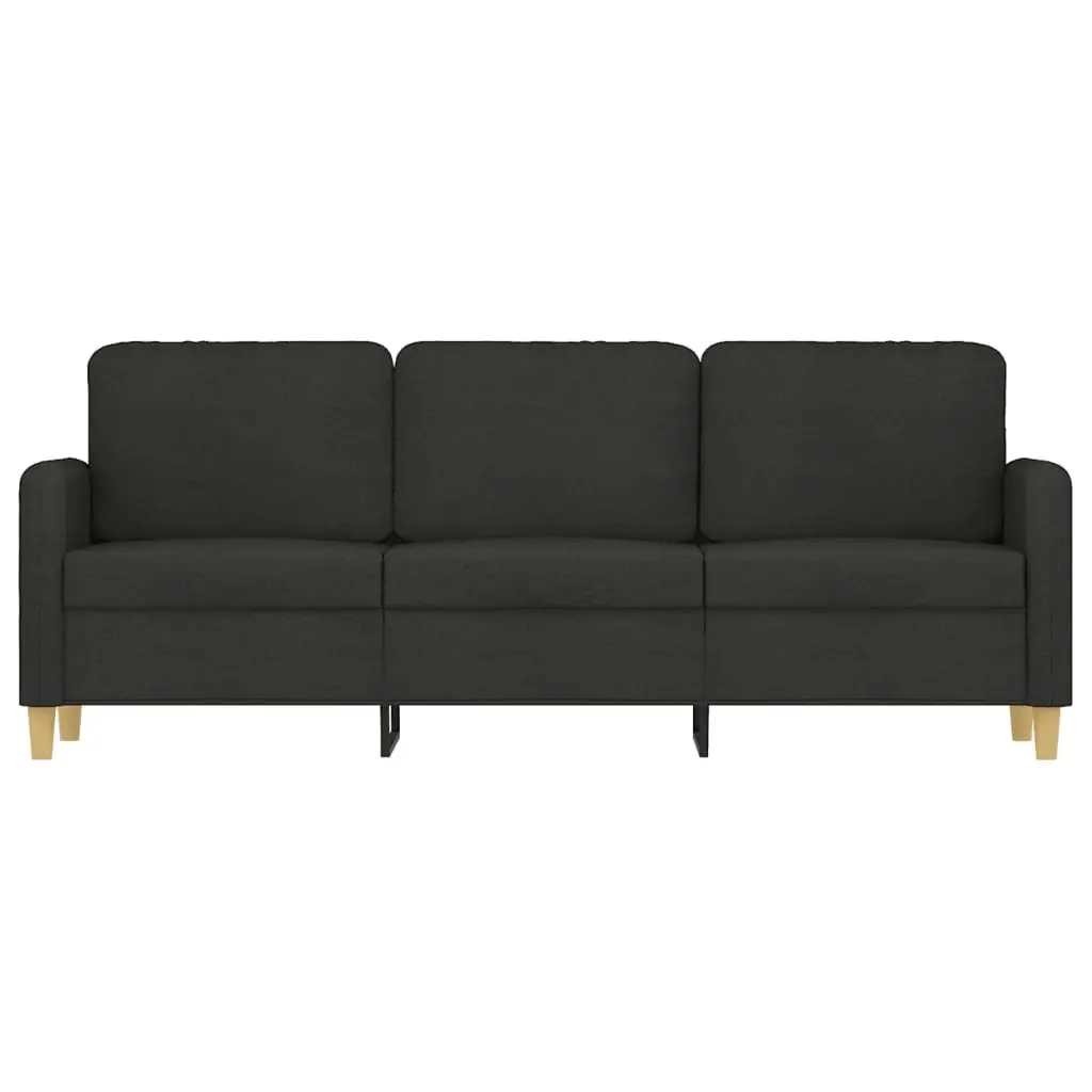 3-Seater Sofa Black Fabric Living Room Couch 180cm