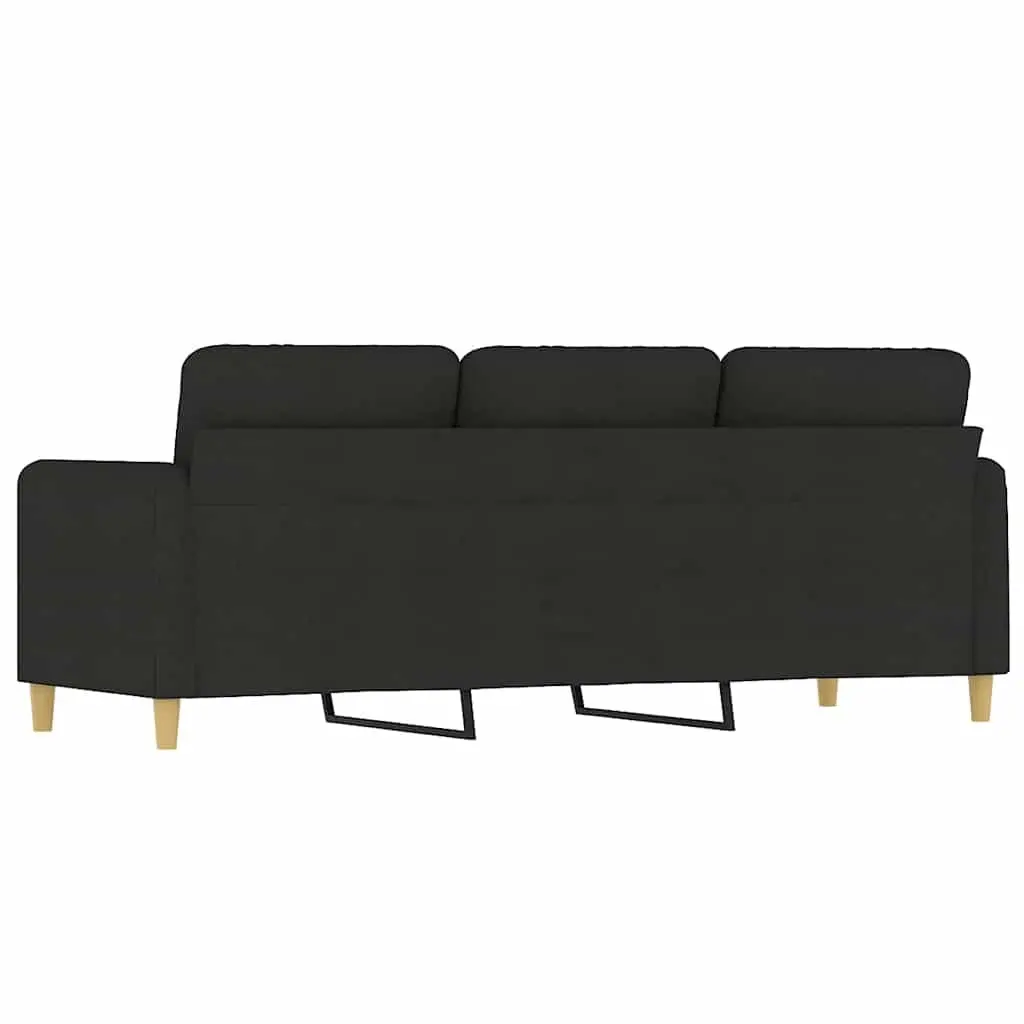 3-Seater Sofa Black Fabric Living Room Couch 180cm