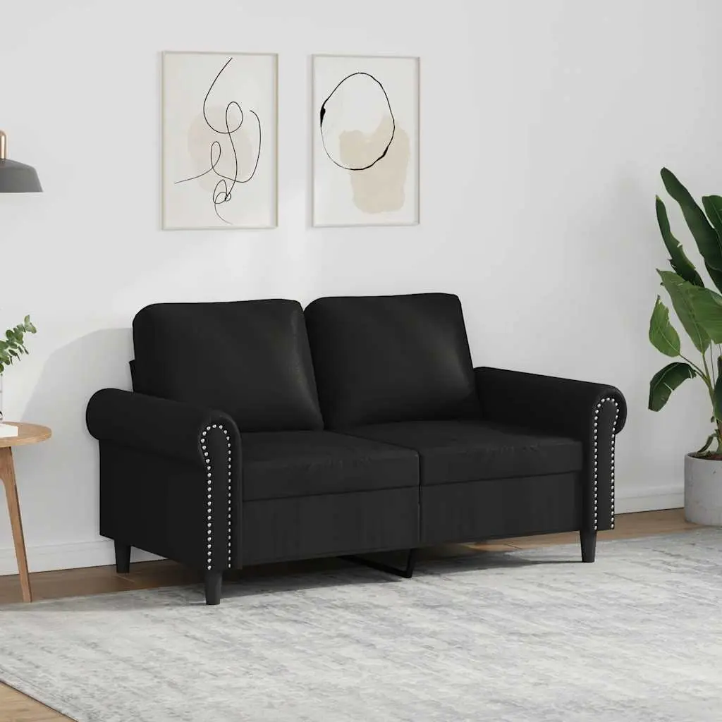 2-Seater Sofa Living Room Black 120cm Modern Faux Leather Couch