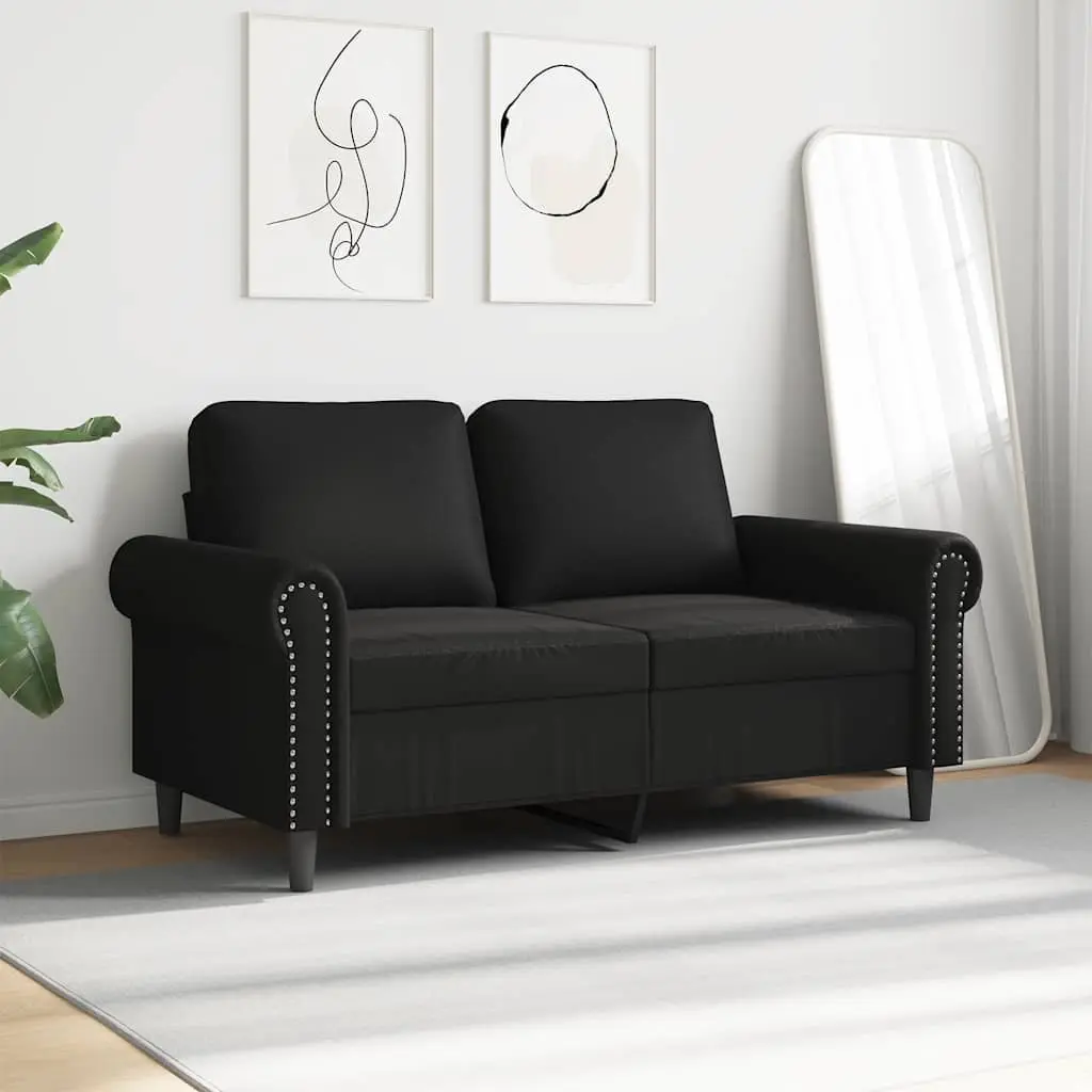 2-Seater Sofa Living Room Black 120cm Modern Faux Leather Couch