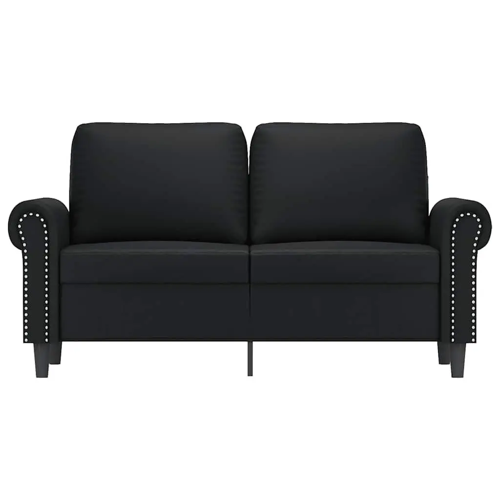 2-Seater Sofa Living Room Black 120cm Modern Faux Leather Couch
