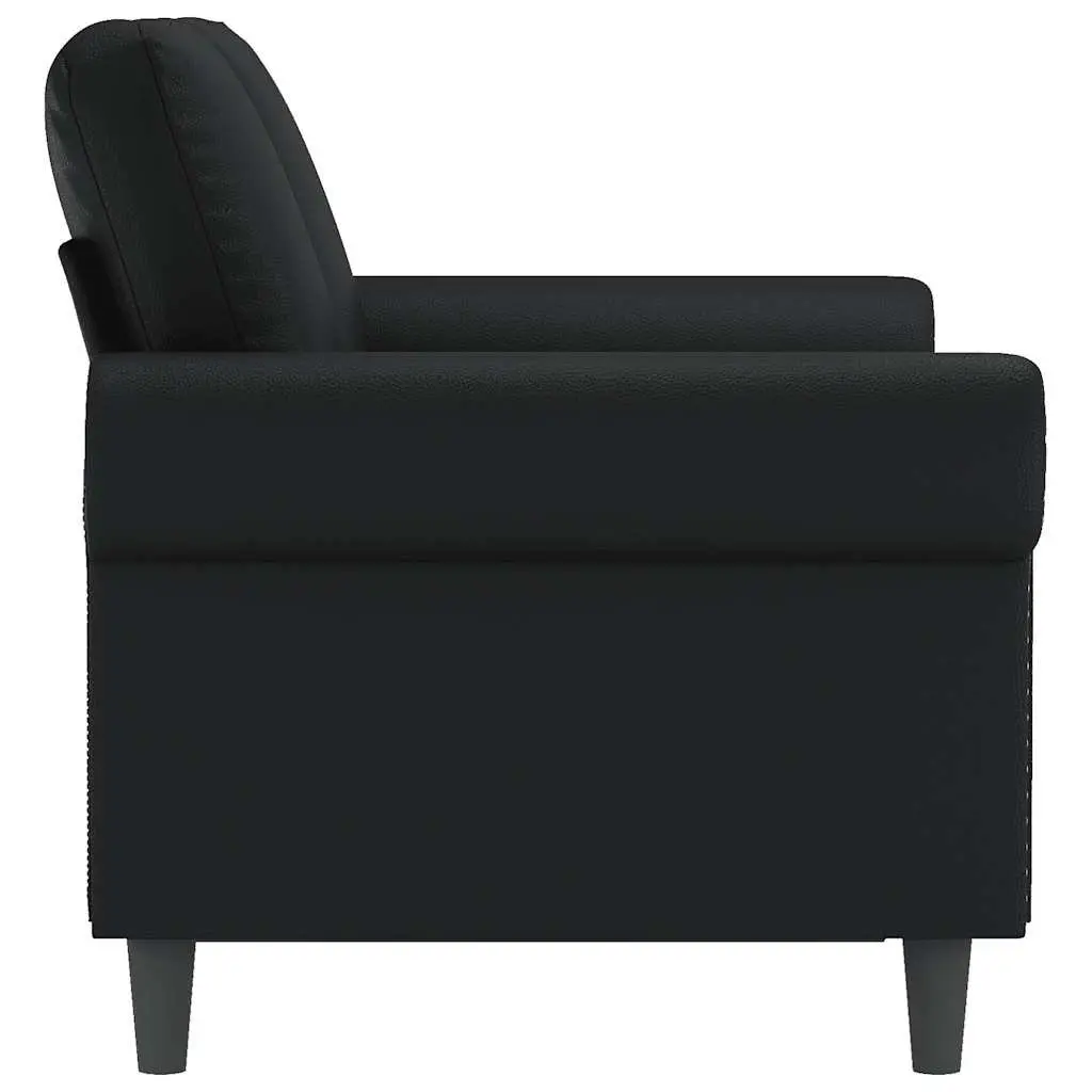 2-Seater Sofa Living Room Black 120cm Modern Faux Leather Couch