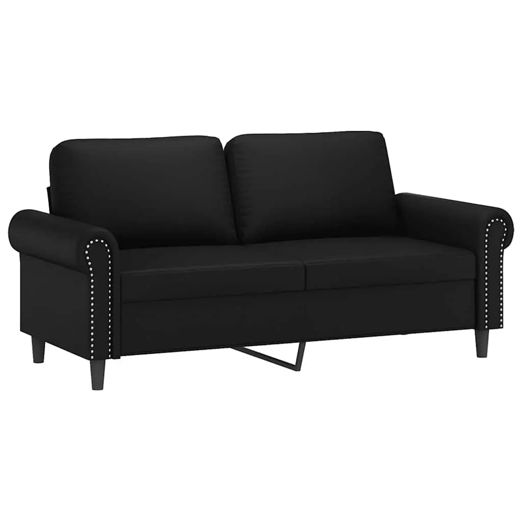 Black Faux Leather 140cm Modern Couch Seating Sofa for Living Room and Lounge