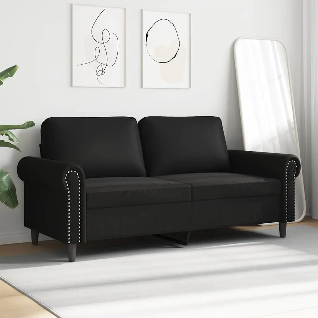 Black Faux Leather 140cm Modern Couch Seating Sofa for Living Room and Lounge