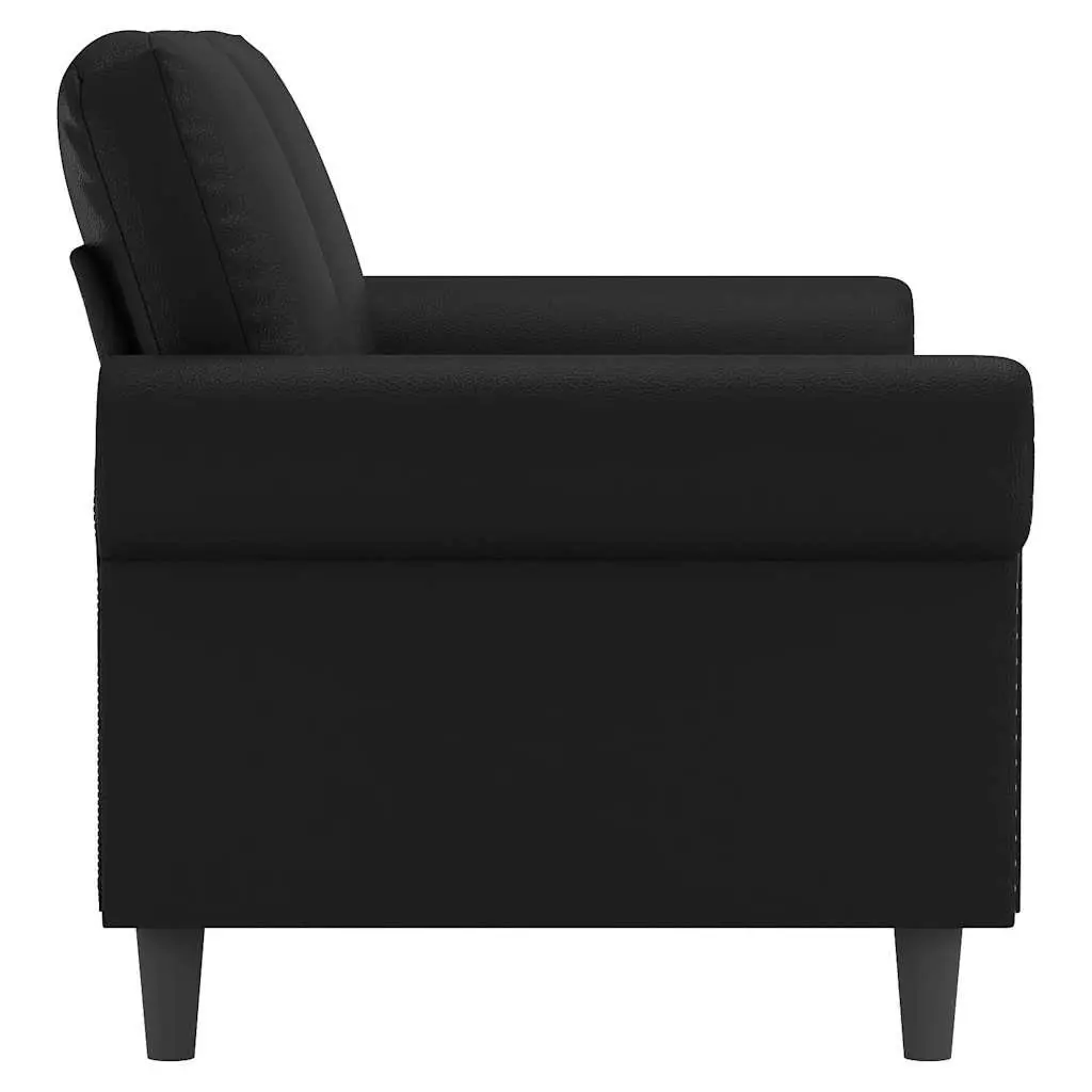 Black Faux Leather 140cm Modern Couch Seating Sofa for Living Room and Lounge