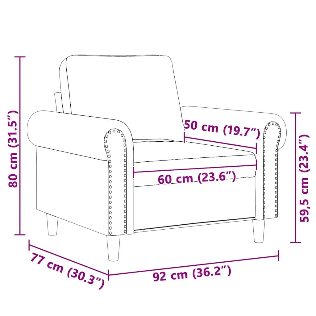 Sofa Chair Grey 60cm Velvet Armchair Comfortable Seating Living Room Furniture