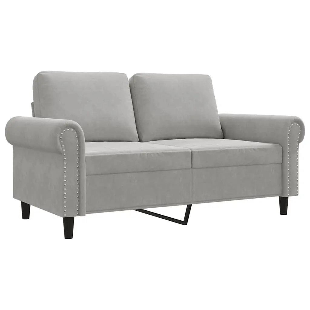 2-Seater Sofa Grey Velvet 120cm Modern Living Room Couch Comfortable Padded