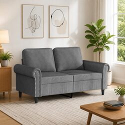 2-Seater Velvet Sofa Specifications: Grey, 120cm Width