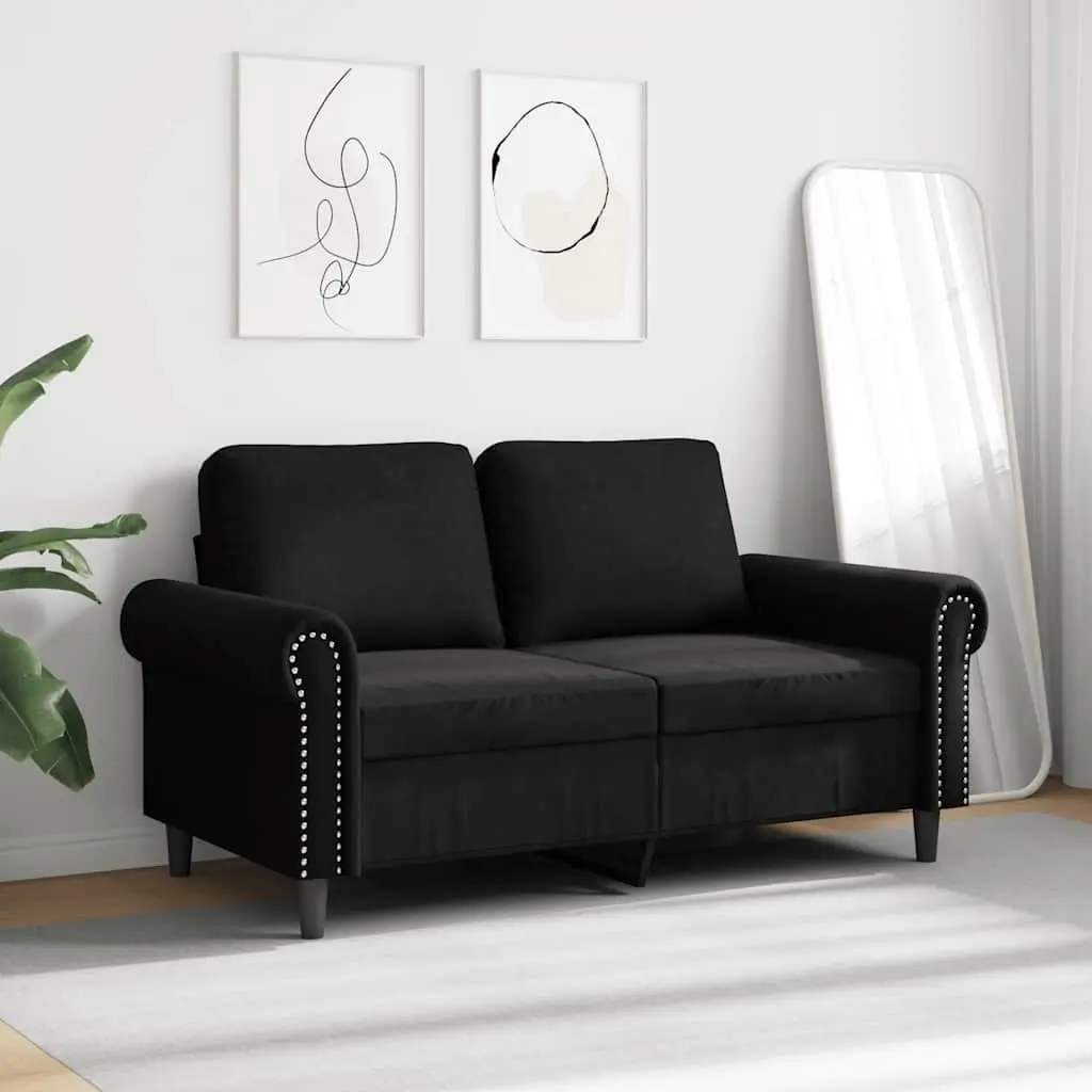 2-Seater Sofa Black 120cm Modern Living Room Couch Velvet
