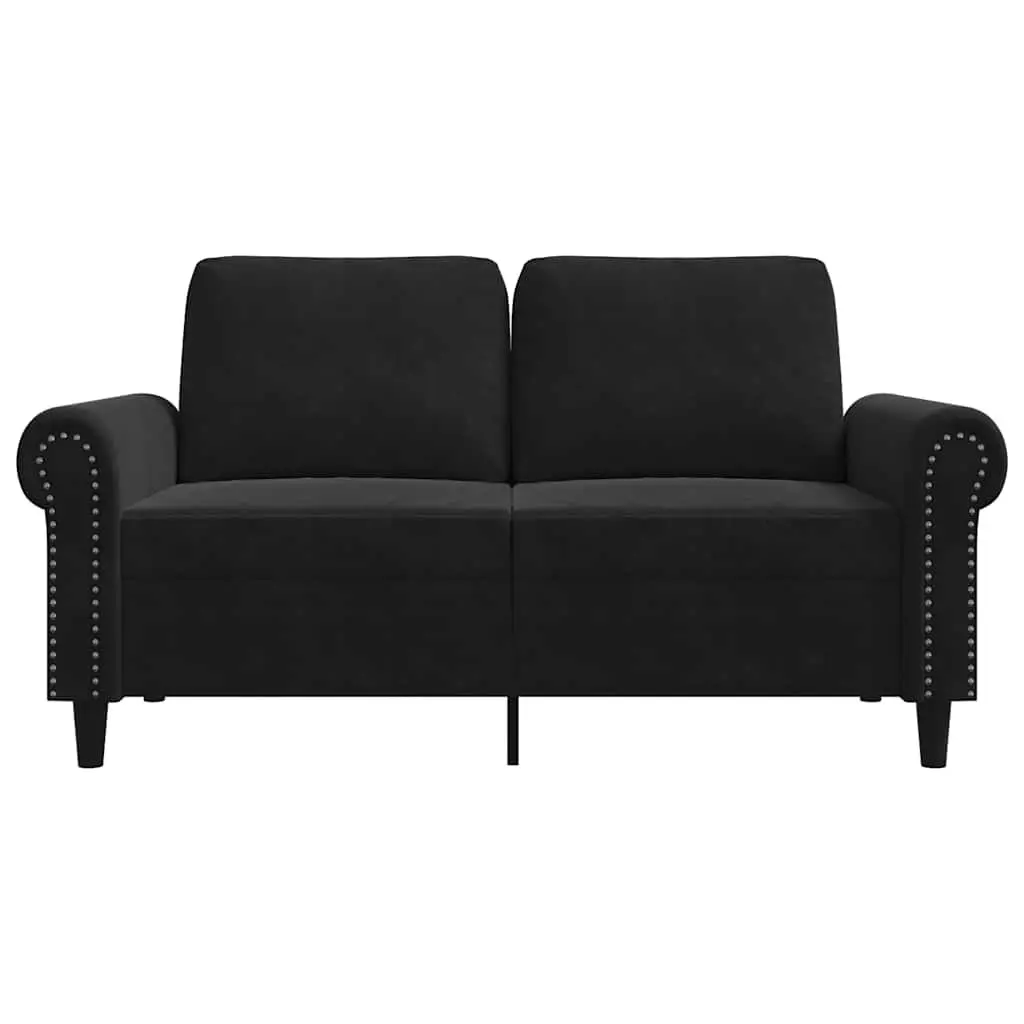 2-Seater Sofa Black 120cm Modern Living Room Couch Velvet