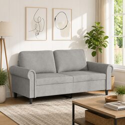 2-Seater Sofa Specifications: Grey Velvet Design, 140cm