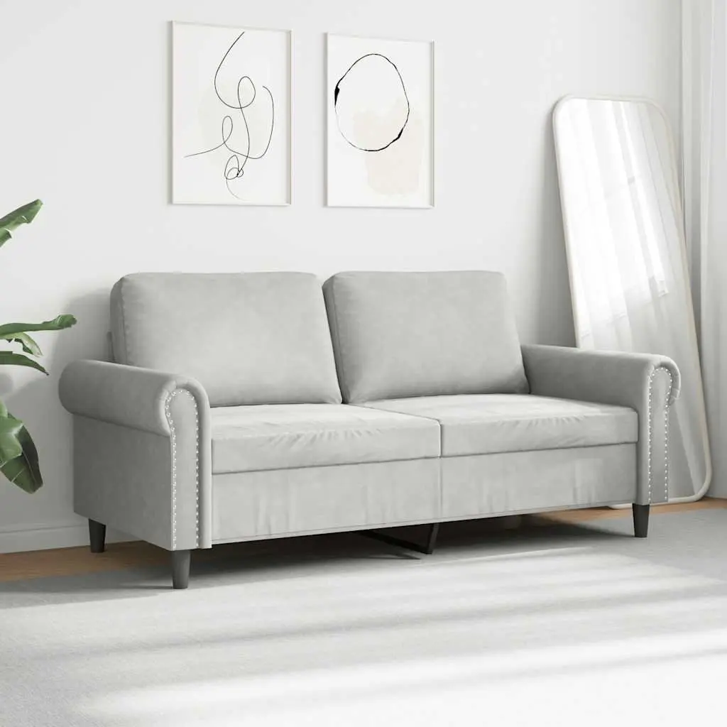 2-Seater Sofa Grey 140cm Modern Living Room Lounge Couch Velvet Upholstered