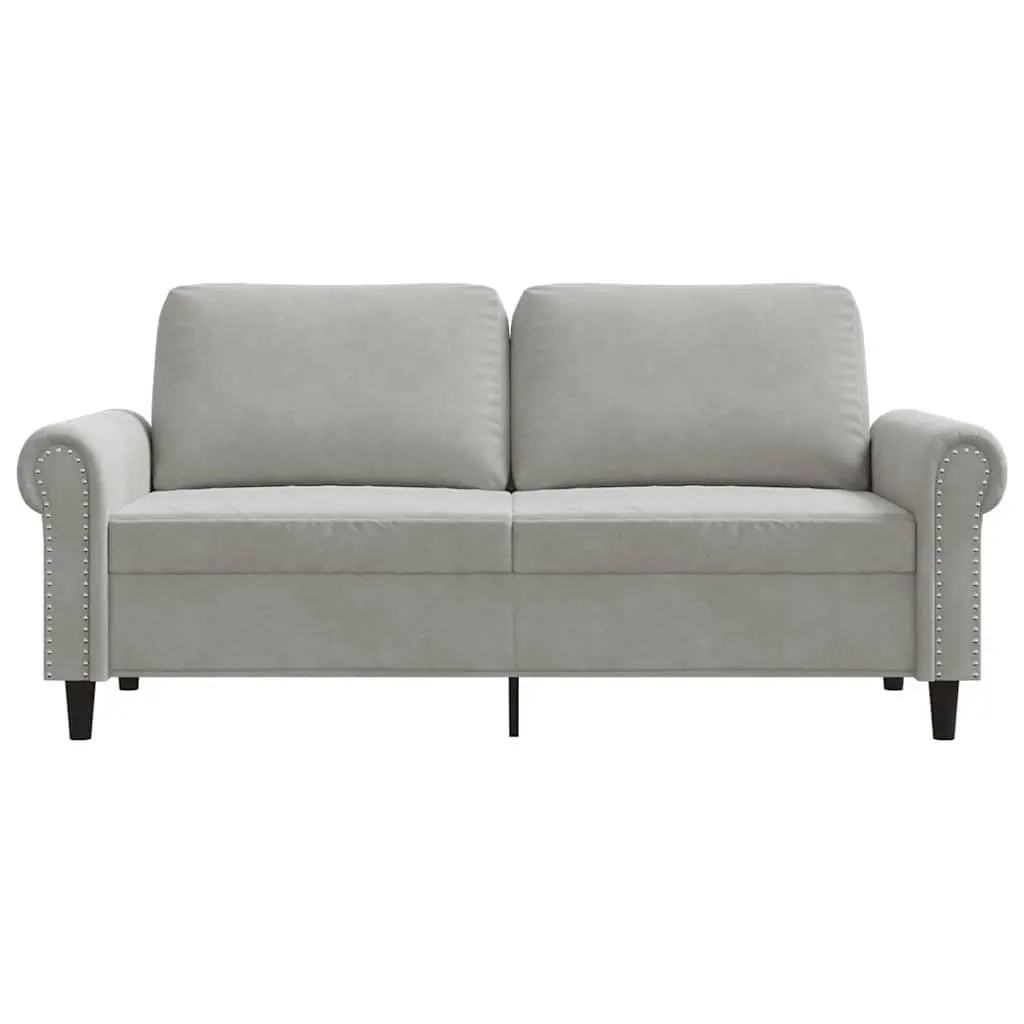 2-Seater Sofa Grey 140cm Modern Living Room Lounge Couch Velvet Upholstered