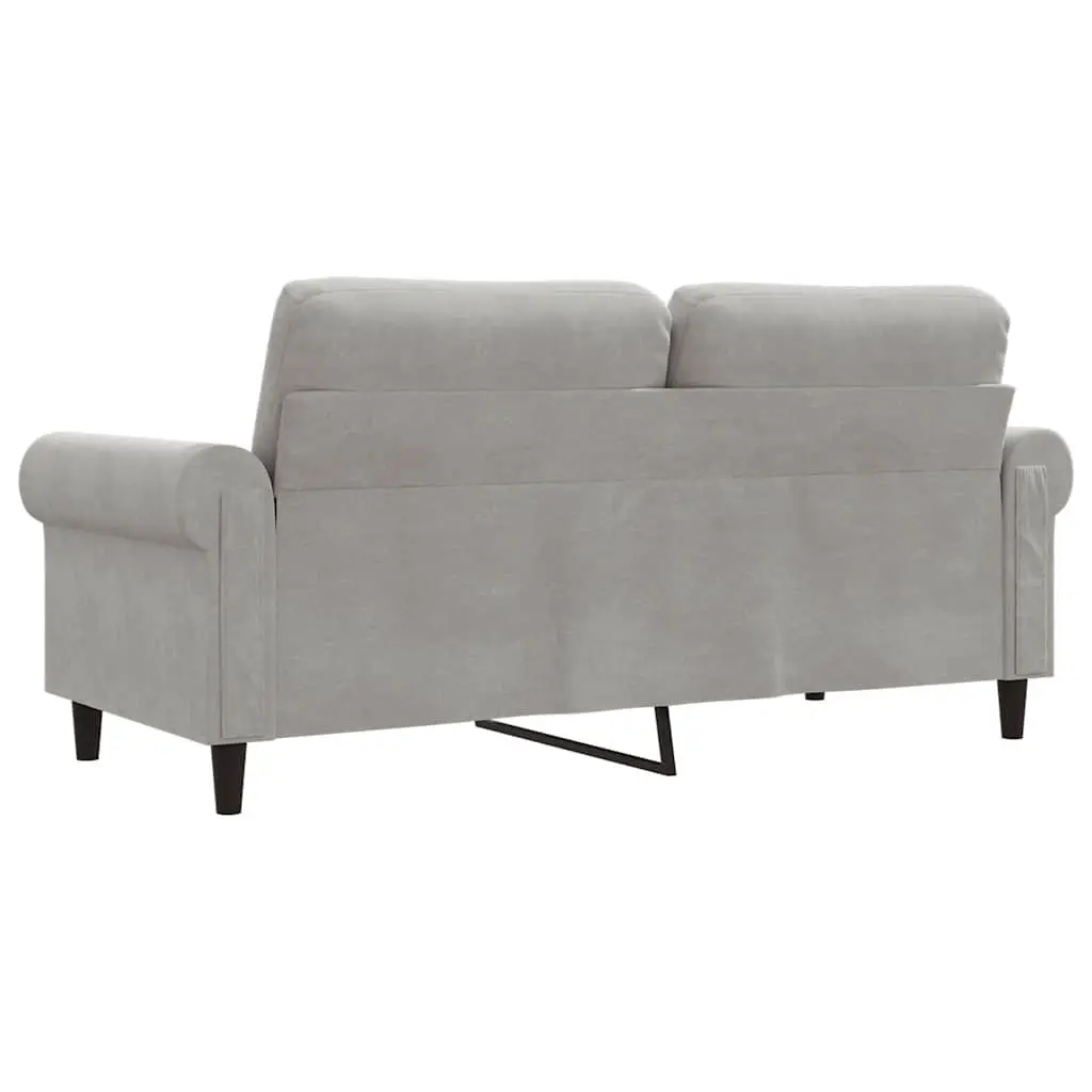 2-Seater Sofa Grey 140cm Modern Living Room Lounge Couch Velvet Upholstered