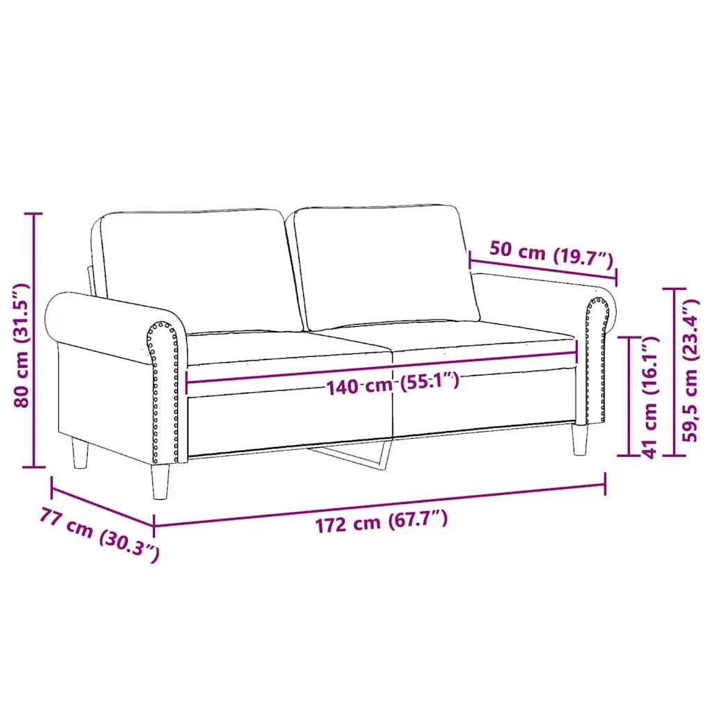 2-Seater Sofa Grey 140cm Modern Living Room Lounge Couch Velvet Upholstered