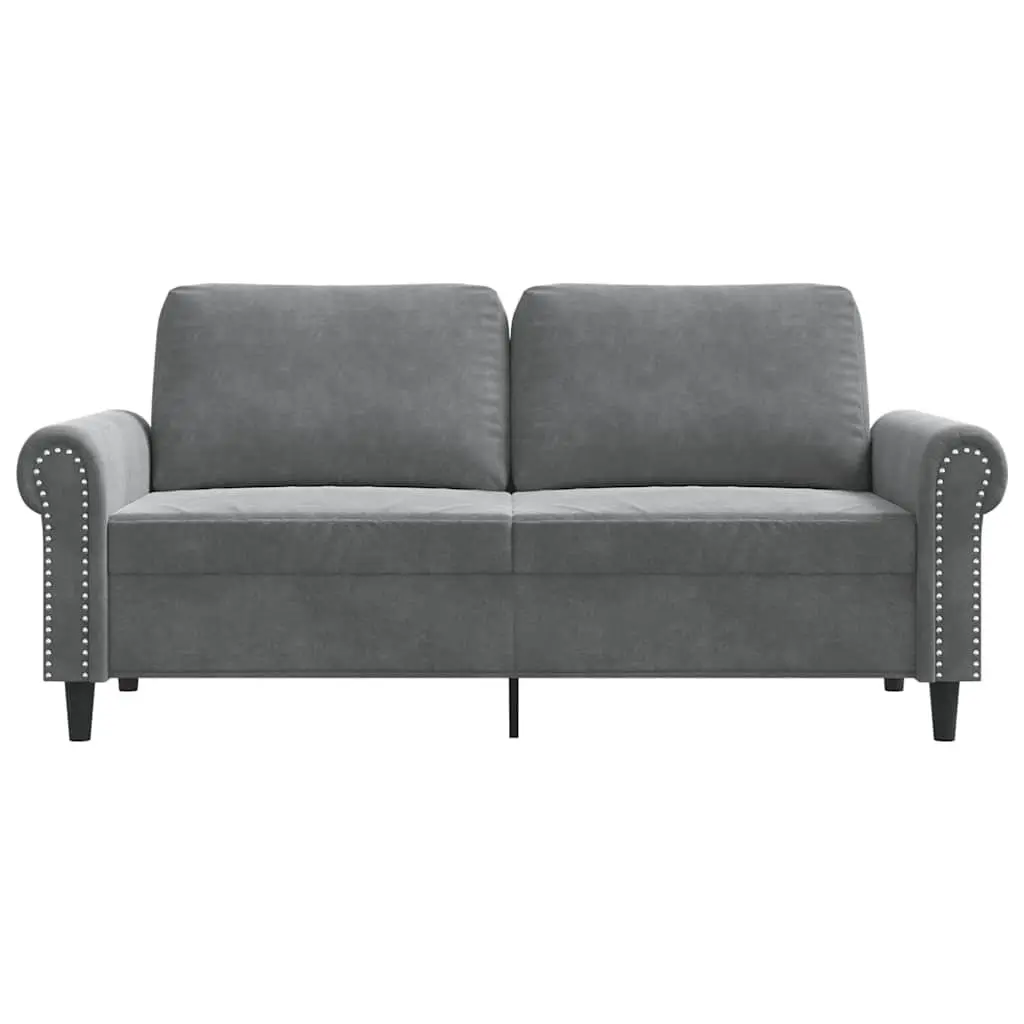 2-Seater Sofa Grey 140cm Modern Living Room Couch Velvet Upholstered Furniture