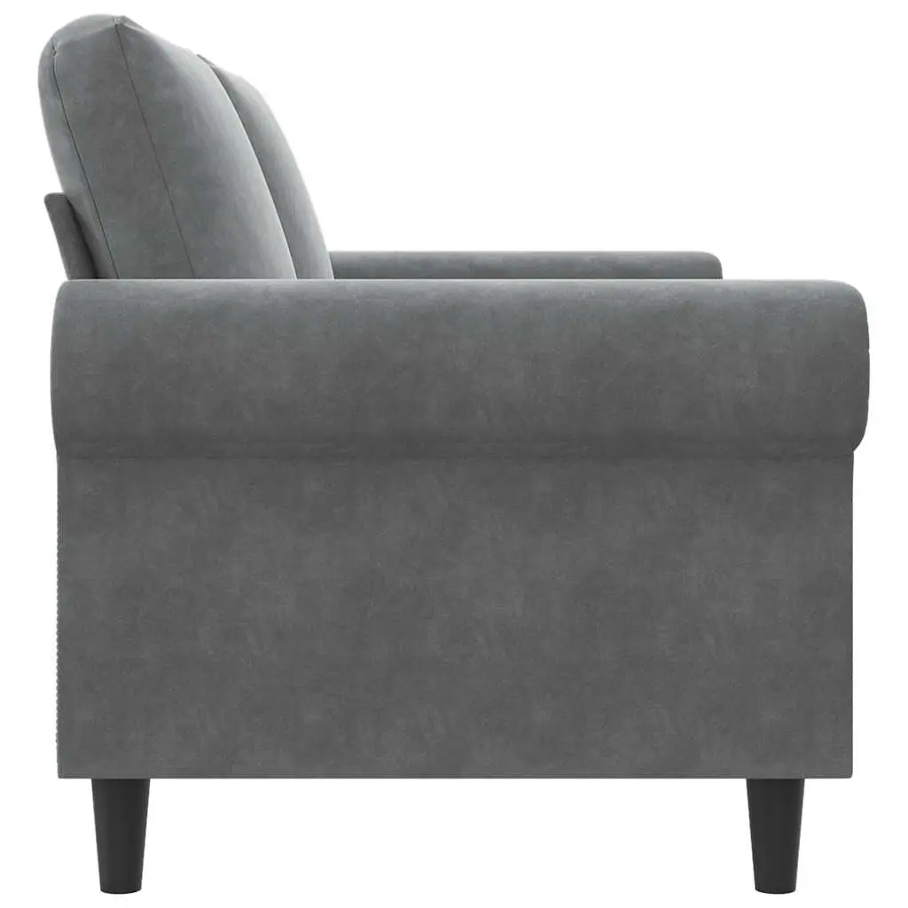 2-Seater Sofa Grey 140cm Modern Living Room Couch Velvet Upholstered Furniture