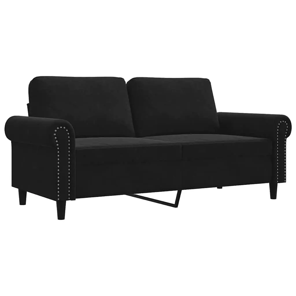 140 cm Black Velvet 2-Seater Sofa