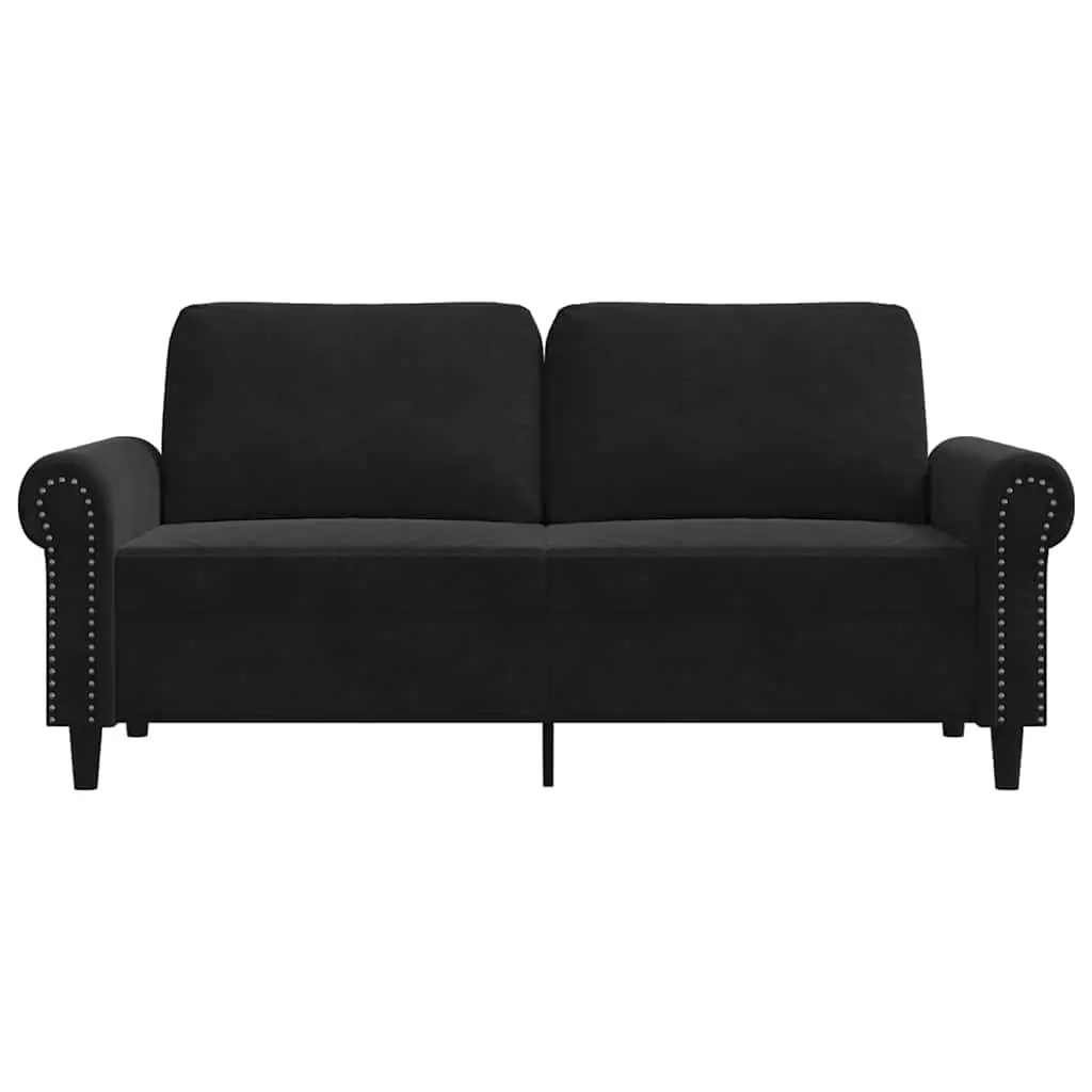 140 cm Black Velvet 2-Seater Sofa