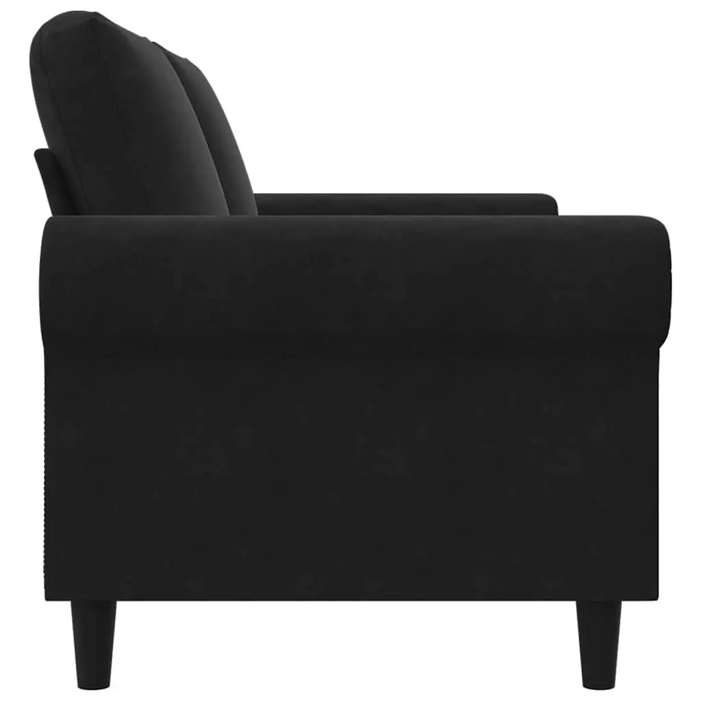140 cm Black Velvet 2-Seater Sofa