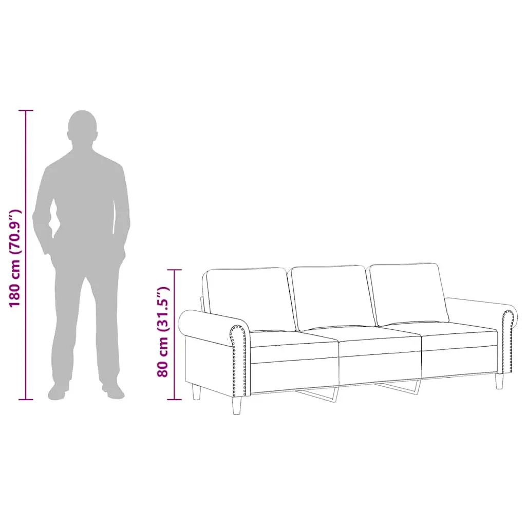 3-Seater Sofa Grey Velvet Living Room Couch Modern Design Comfortable Furniture