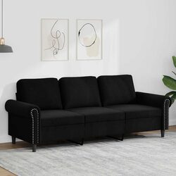 3-Seater Sofa Dimensions: 180cm Black Velvet Couch