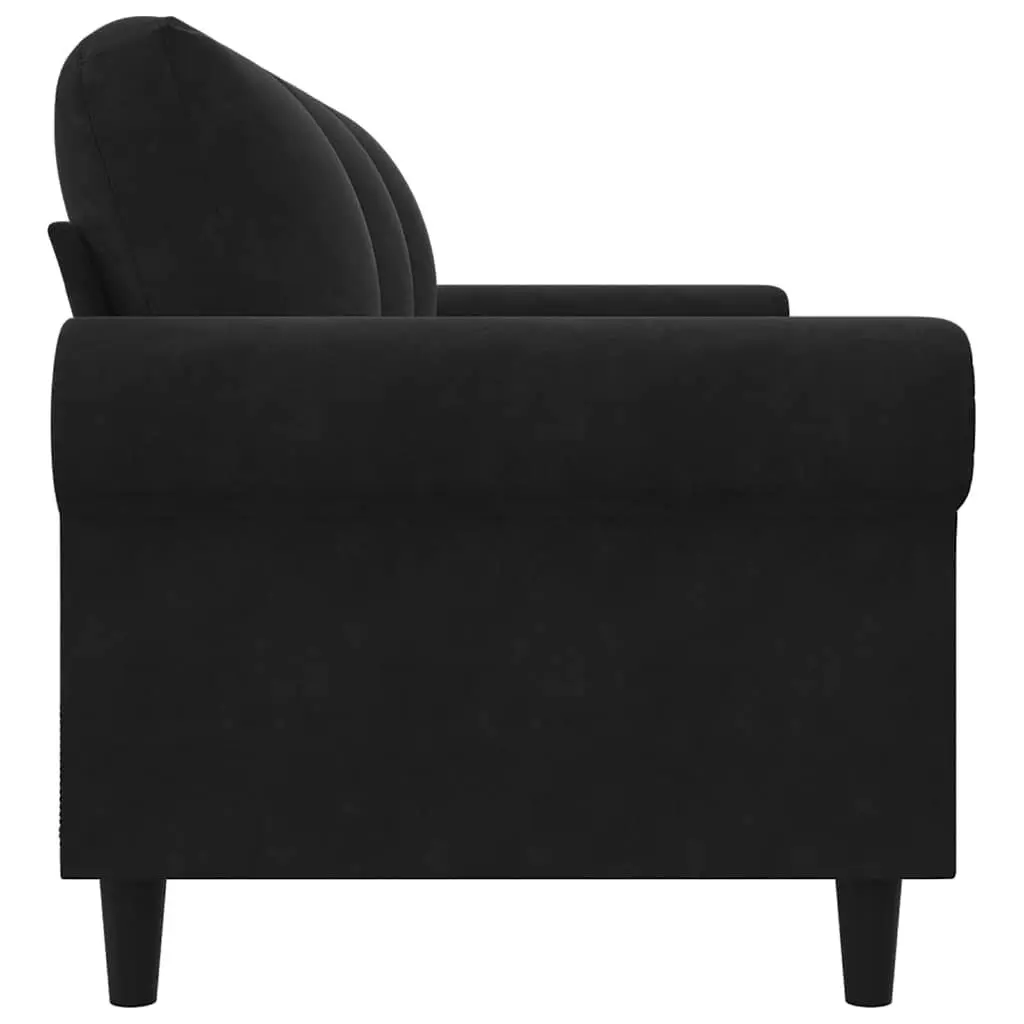 3-Seater Sofa Black 180cm Modern Living Room Couch Velvet Upholstered Settee