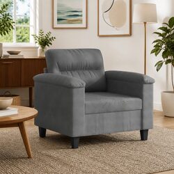 60cm Grey Sofa Chair - Microfibre Upholstery & Metal Frame