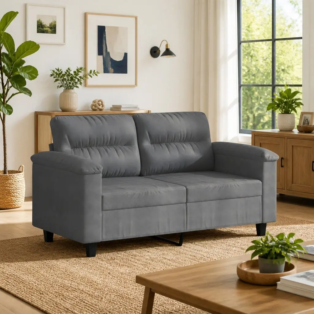 2-Seater Sofa in Grey Microfibre
