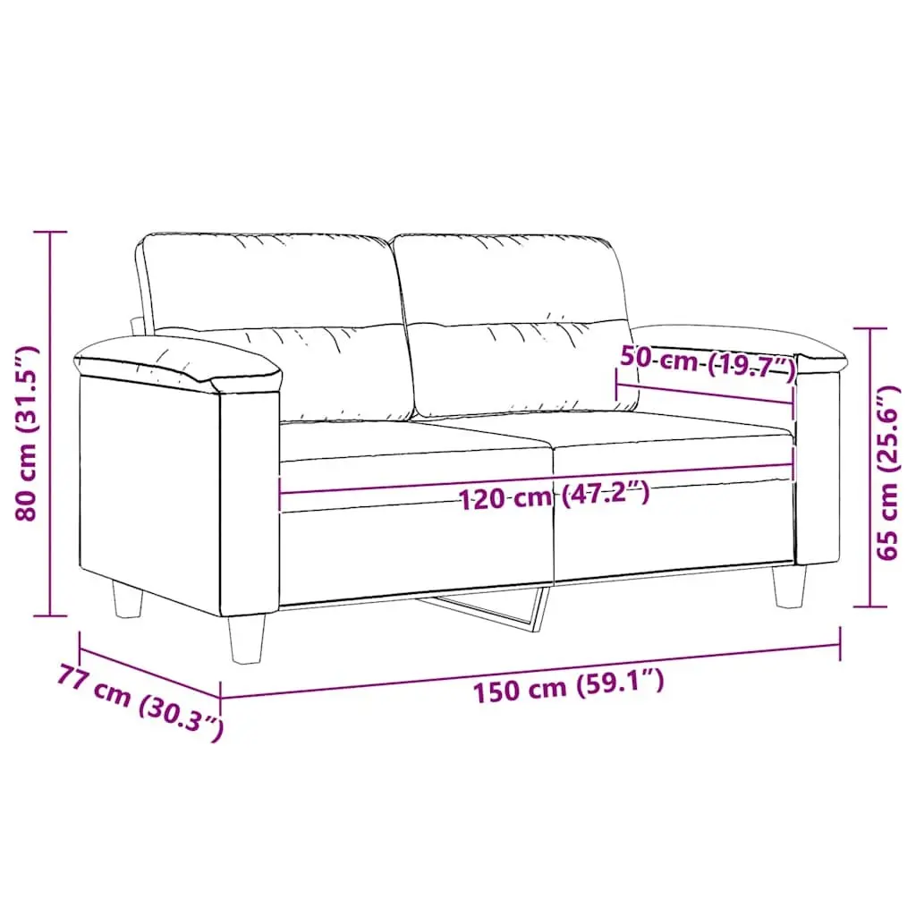 2-Seater Sofa in Grey Microfibre